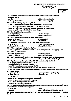 Đề kiểm tra học kì I Địa lí lớp 10 - Mã đề 132 - Năm học 2016-2017